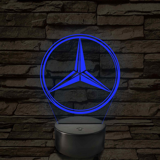 Mercedes logó - 7 színű, színváltós 3D led lámpa