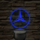 Mercedes logó - 7 színű, színváltós 3D led lámpa