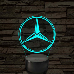 Mercedes logó - 7 színű, színváltós 3D led lámpa