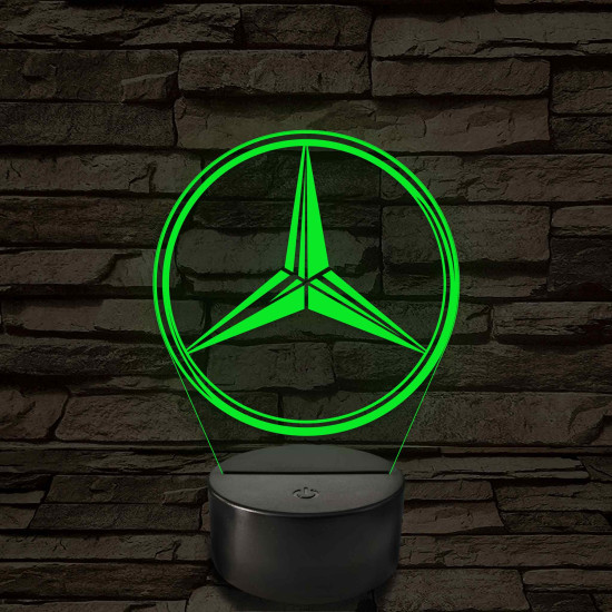 Mercedes logó - 7 színű, színváltós 3D led lámpa