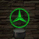 Mercedes logó - 7 színű, színváltós 3D led lámpa
