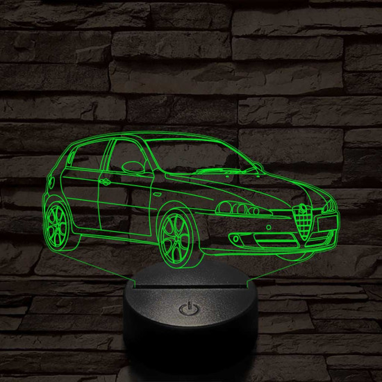Alfa Romeo 147 autó 7 színű 3D led lámpa