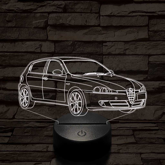 Alfa Romeo 147 autó 7 színű 3D led lámpa