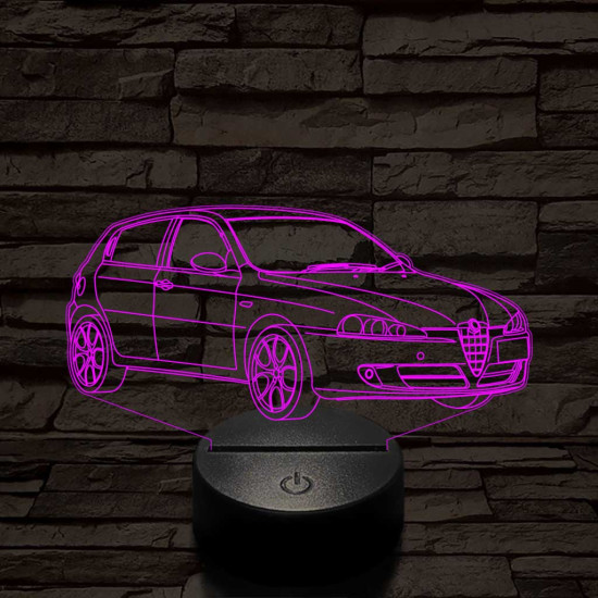Alfa Romeo 147 autó 7 színű 3D led lámpa