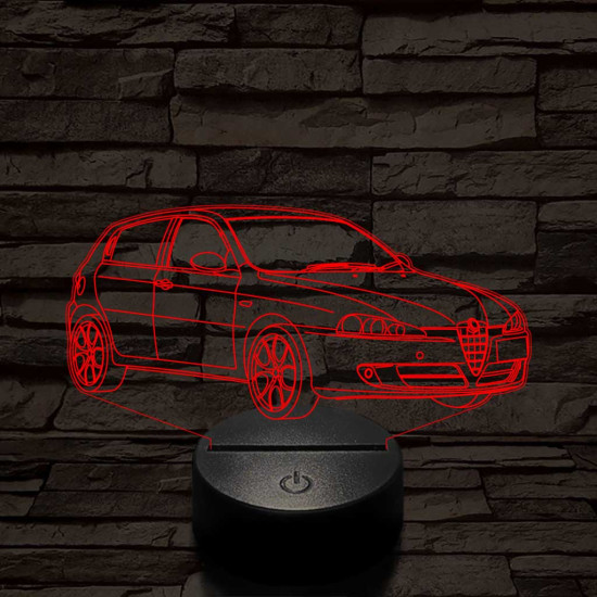 Alfa Romeo 147 autó 7 színű 3D led lámpa