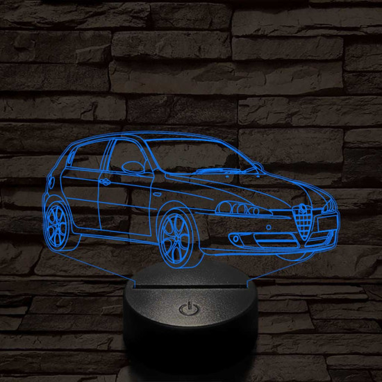 Alfa Romeo 147 autó 7 színű 3D led lámpa
