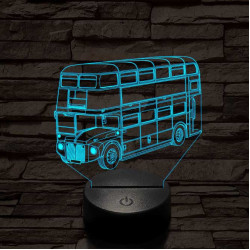 Dupla szintes busz 7 színű 3D led lámpa