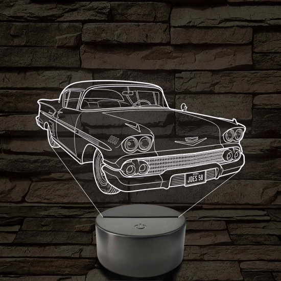 1958 Chevrolet Impala 7 színű 3D led lámpa