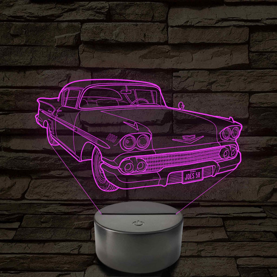 1958 Chevrolet Impala 7 színű 3D led lámpa