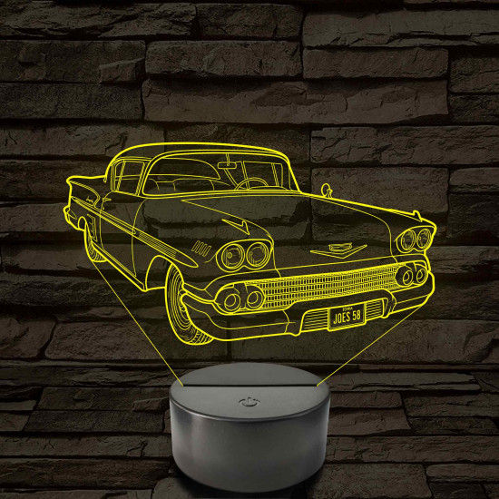 1958 Chevrolet Impala 7 színű 3D led lámpa