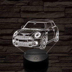 Mini Cooper 2014 7 színű  3D led lámpa