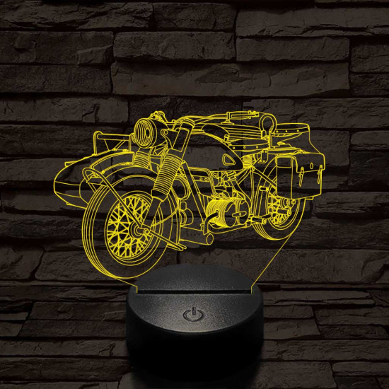 Oldalkocsis-motor  7 színű 3D led lámpa