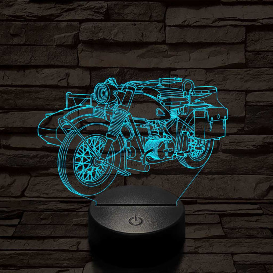 Oldalkocsis-motor  7 színű 3D led lámpa