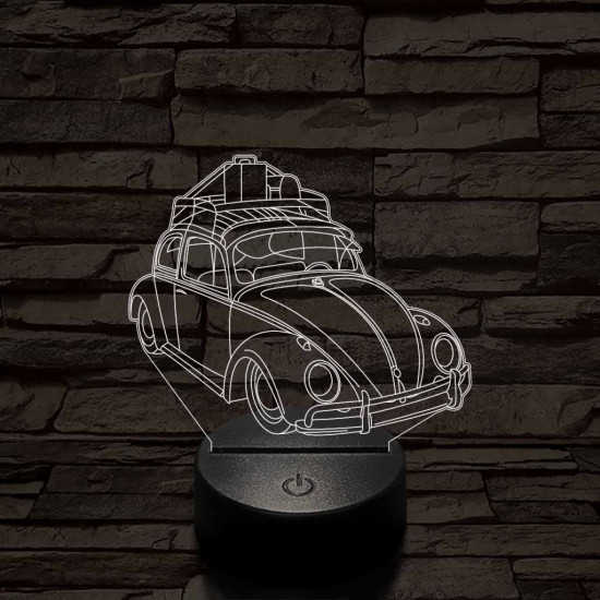 Volkswagen Bogár 7 színű 3D led lámpa