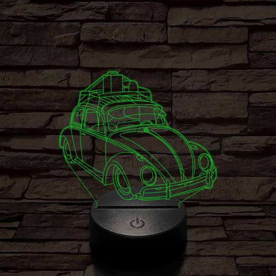 Volkswagen Bogár 7 színű 3D led lámpa