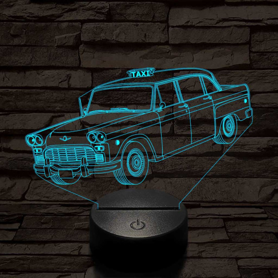 Checker A8-as taxi 7 színű 3D led lámpa