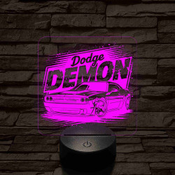 Dodge Challenger Demon 7 színű 3D led lámpa