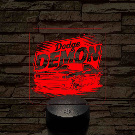 Dodge Challenger Demon 7 színű 3D led lámpa