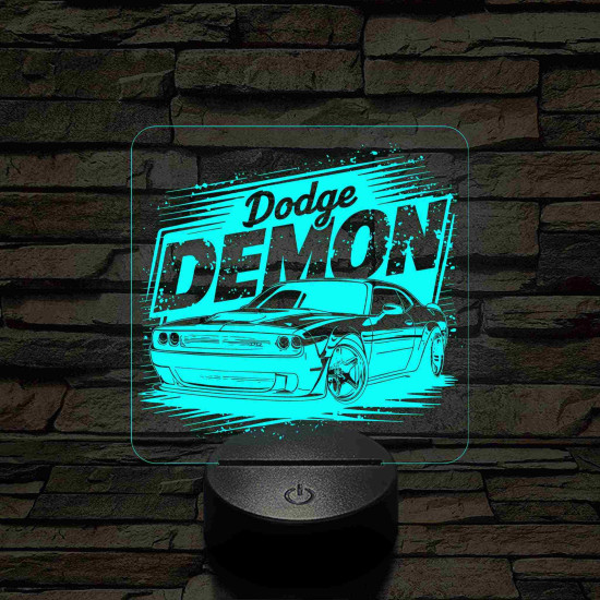 Dodge Challenger Demon 7 színű 3D led lámpa