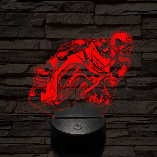 Rajzos gyorsasági motoros 7 színű 3D led lámpa