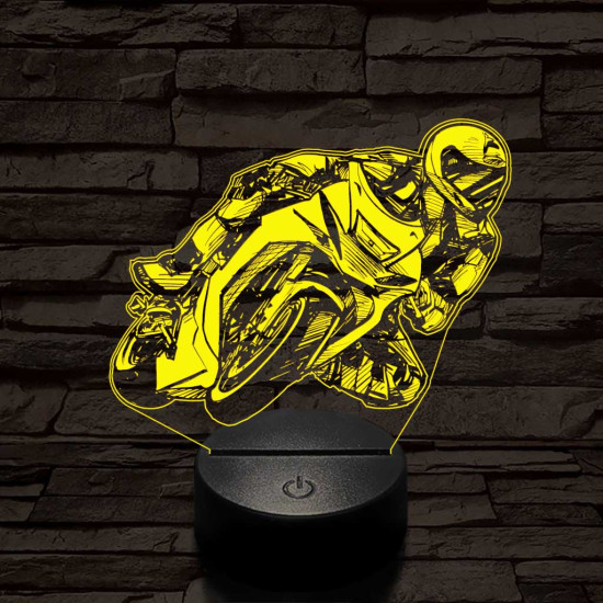 Rajzos gyorsasági motoros 7 színű 3D led lámpa