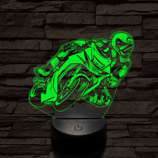 Rajzos gyorsasági motoros 7 színű 3D led lámpa