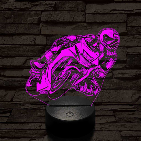 Rajzos gyorsasági motoros 7 színű 3D led lámpa