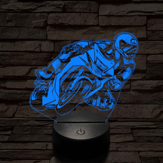 Rajzos gyorsasági motoros 7 színű 3D led lámpa