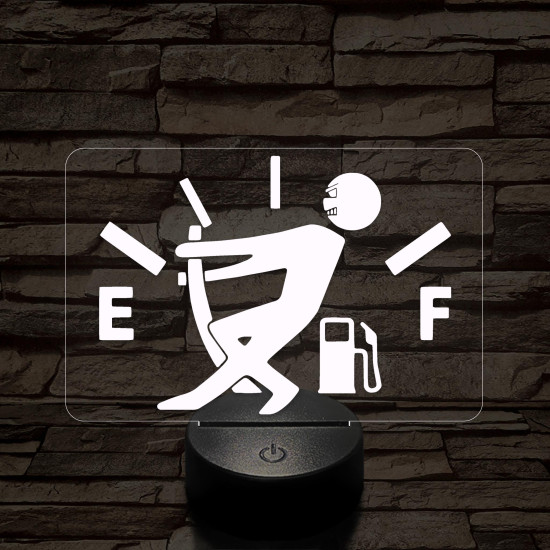 Üzemanyag mérő 7 színű  3D led lámpa