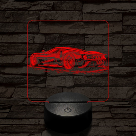 Vagány sportkocsi 7 színű valósághű 3D led lámpa