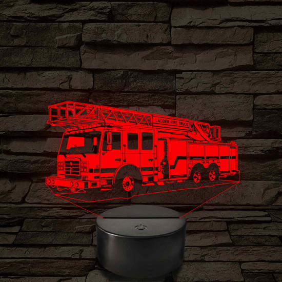 Létrás tűzoltóautó 7 színű  3D led lámpa