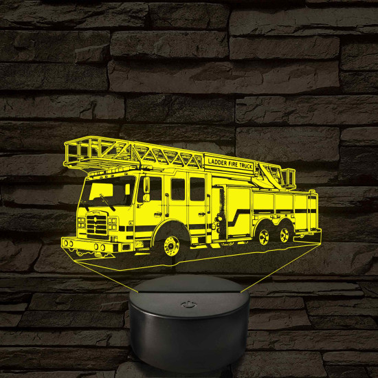 Létrás tűzoltóautó 7 színű  3D led lámpa