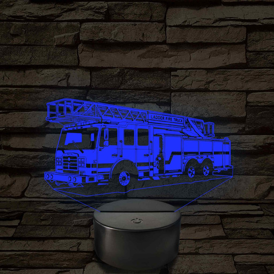 Létrás tűzoltóautó 7 színű  3D led lámpa