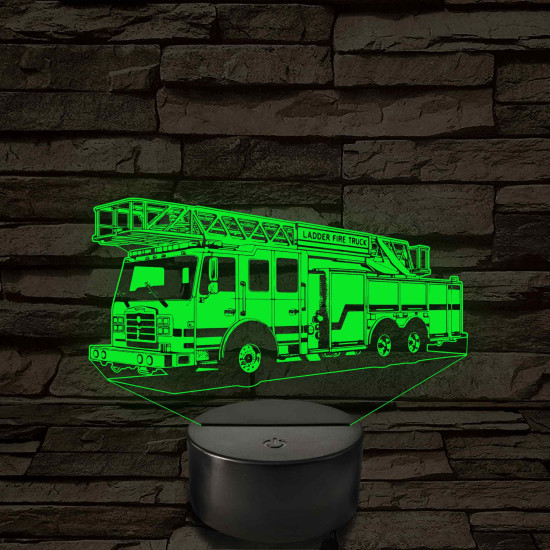 Létrás tűzoltóautó 7 színű  3D led lámpa