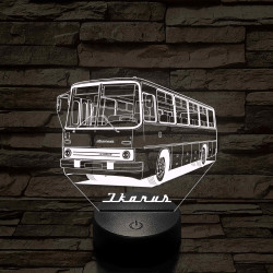 Régi kétajtós Ikarus busz – 7 színű, színváltós 3D LED lámpa