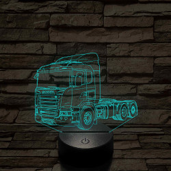 Scania kamion rendszámmal - 7 színű, színváltós 3D LED lámpa