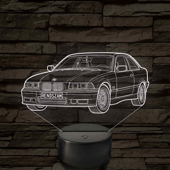 BMW E36 szemből - 7 színű, színváltós 3D led lámpa