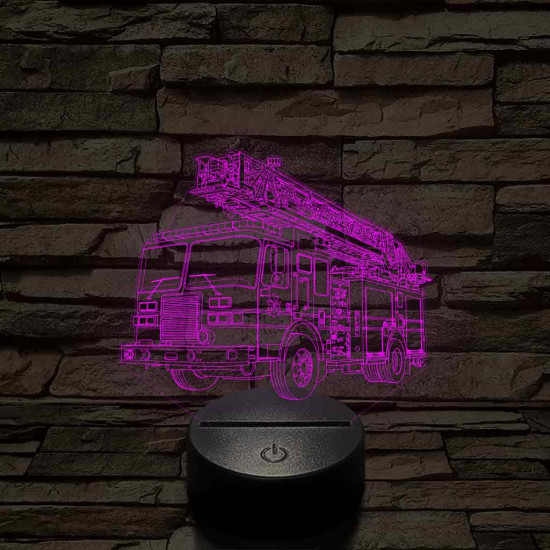 Tűzoltóautó rohamkocsi – 7 színű, színváltós 3D LED lámpa