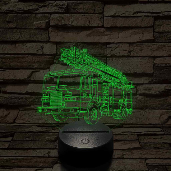 Tűzoltóautó rohamkocsi – 7 színű, színváltós 3D LED lámpa
