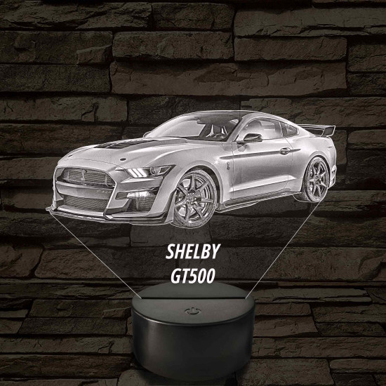 Legendás Izomautó – Shelby GT500 7 színű, színváltós 3D LED lámpa