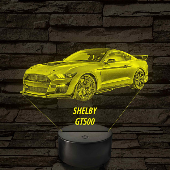 Legendás Izomautó – Shelby GT500 7 színű, színváltós 3D LED lámpa