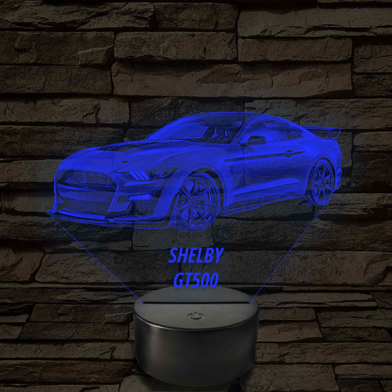 Legendás Izomautó – Shelby GT500 7 színű, színváltós 3D LED lámpa