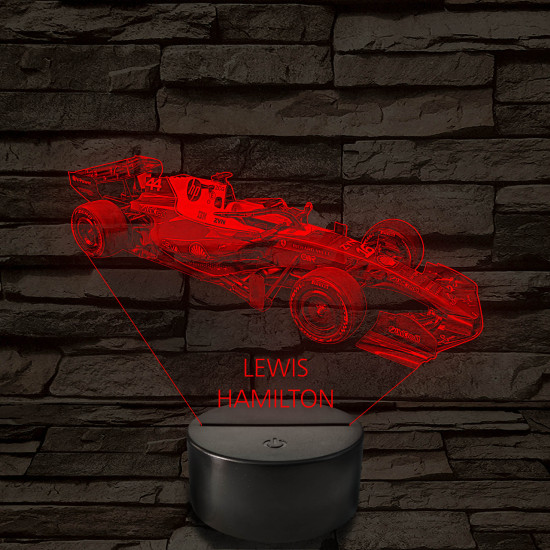 A Száguldó Legenda – Lewis Hamilton F1 7 színű, színváltós 3D LED lámpa