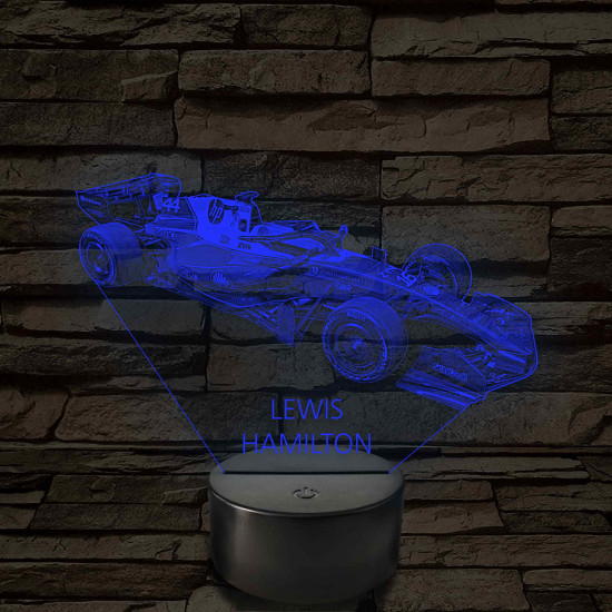 A Száguldó Legenda – Lewis Hamilton F1 7 színű, színváltós 3D LED lámpa