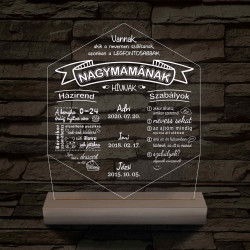 Nagymamának hívnak - személyre szabott, fatalppal 7 színű, színváltós  3D led lámpa