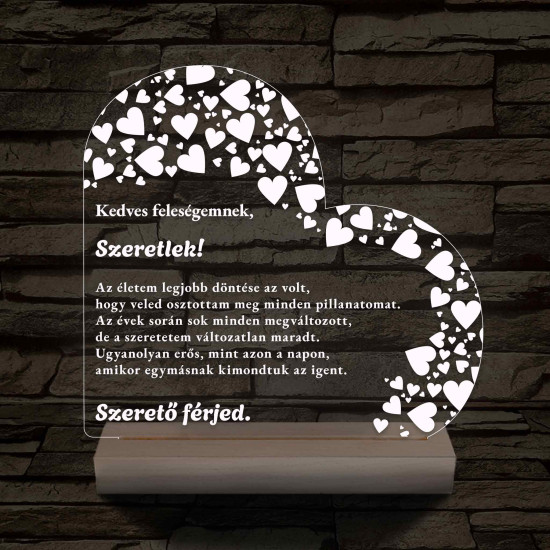 Feleségemnek fatalpas vagy keretes 7 színű 3D led lámpa