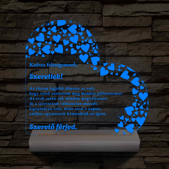 Feleségemnek fatalpas vagy keretes 7 színű 3D led lámpa