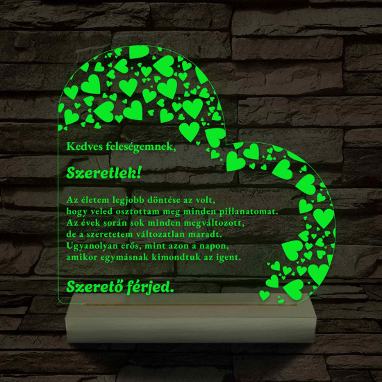 Feleségemnek fatalpas vagy keretes 7 színű 3D led lámpa