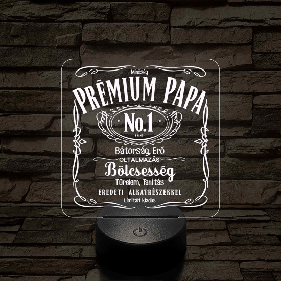Prémium Papa whiskey stílusban - 7 színű 3D led lámpa