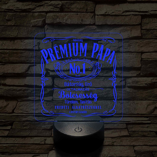 Prémium Papa whiskey stílusban - 7 színű 3D led lámpa